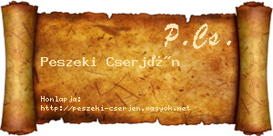 Peszeki Cserjén névjegykártya